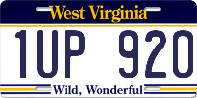 WV license plate 1UP920