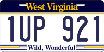 WV license plate 1UP921