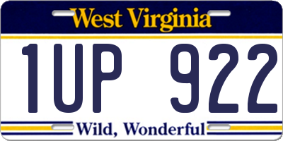 WV license plate 1UP922