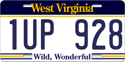 WV license plate 1UP928