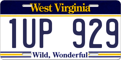 WV license plate 1UP929