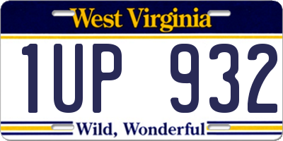 WV license plate 1UP932