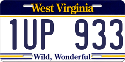 WV license plate 1UP933