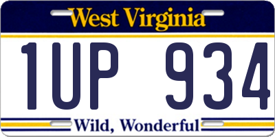 WV license plate 1UP934
