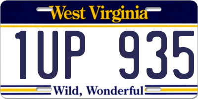 WV license plate 1UP935