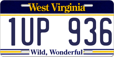 WV license plate 1UP936