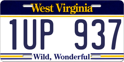 WV license plate 1UP937