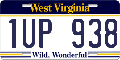 WV license plate 1UP938