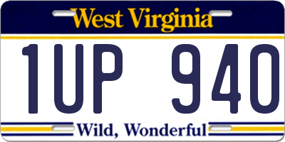 WV license plate 1UP940