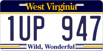 WV license plate 1UP947