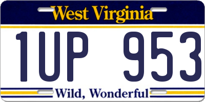 WV license plate 1UP953