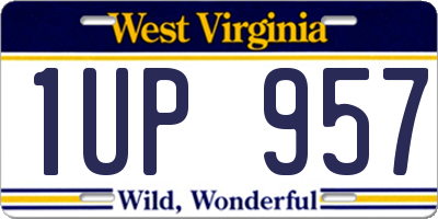 WV license plate 1UP957