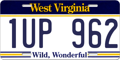WV license plate 1UP962
