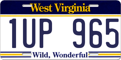 WV license plate 1UP965