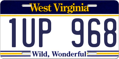 WV license plate 1UP968