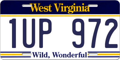 WV license plate 1UP972