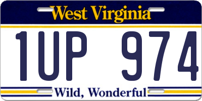 WV license plate 1UP974