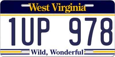 WV license plate 1UP978