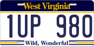 WV license plate 1UP980