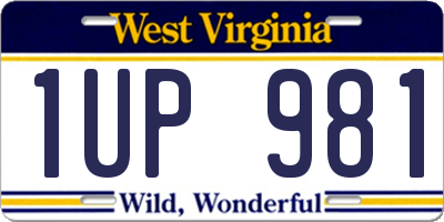 WV license plate 1UP981