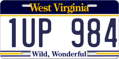WV license plate 1UP984