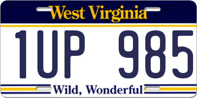 WV license plate 1UP985
