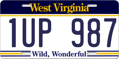 WV license plate 1UP987