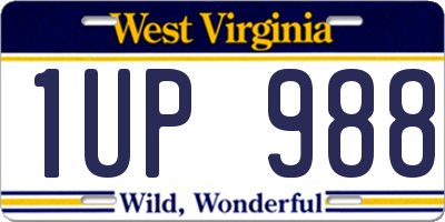 WV license plate 1UP988