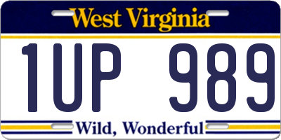 WV license plate 1UP989