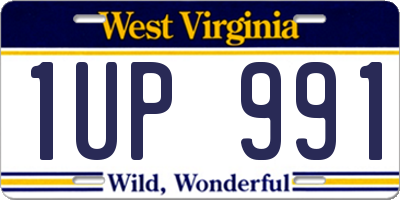 WV license plate 1UP991