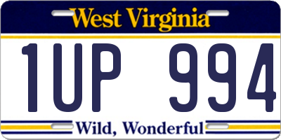 WV license plate 1UP994