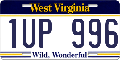 WV license plate 1UP996