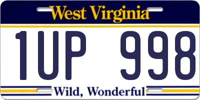 WV license plate 1UP998