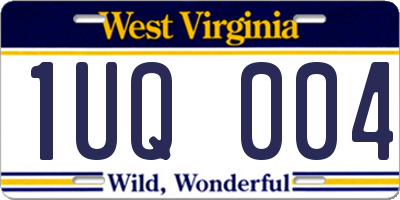 WV license plate 1UQ004