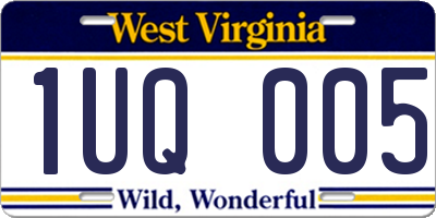 WV license plate 1UQ005