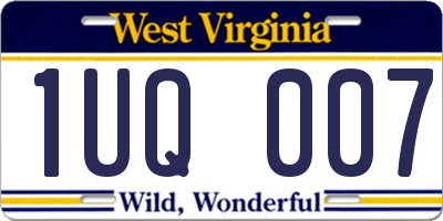 WV license plate 1UQ007