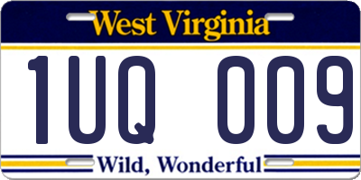 WV license plate 1UQ009