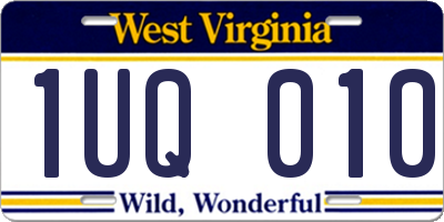 WV license plate 1UQ010