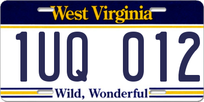 WV license plate 1UQ012