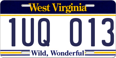 WV license plate 1UQ013