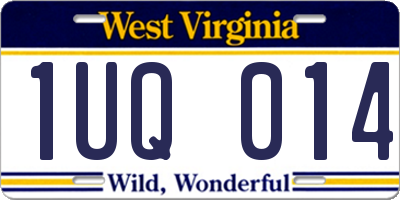 WV license plate 1UQ014