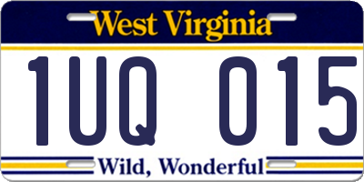 WV license plate 1UQ015