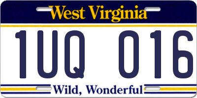 WV license plate 1UQ016