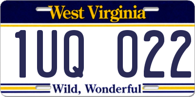 WV license plate 1UQ022