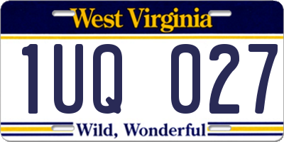WV license plate 1UQ027