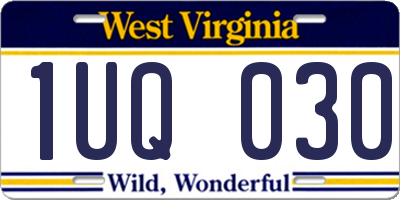WV license plate 1UQ030