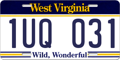 WV license plate 1UQ031
