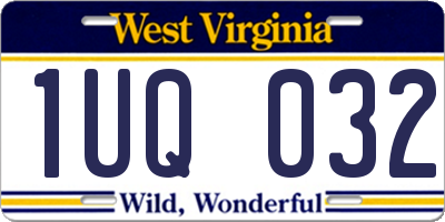 WV license plate 1UQ032