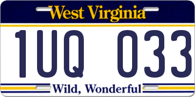 WV license plate 1UQ033