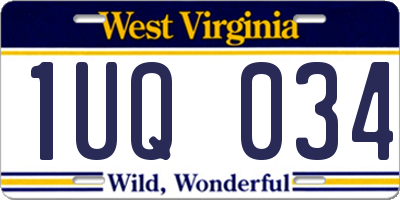 WV license plate 1UQ034